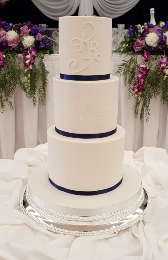 White Blue Gold Wedding Cake - Amazing Cake Ideas